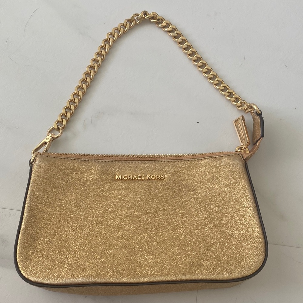 Michael Kors gold little shoulder purse
